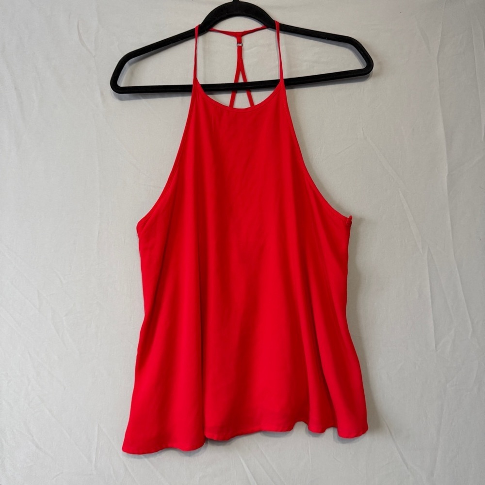 Forever 21 Womens Halter Cami Tank Top Size Small Red Going Out Lined Open Back